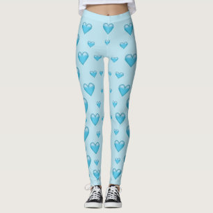 Light Blue Hearts Pattern Leggings