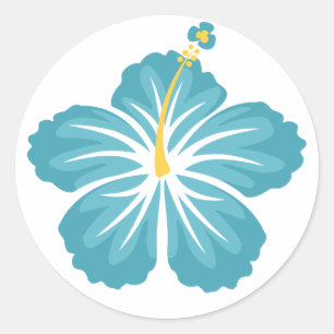 Light Blue Hibiscus Flower Classic Round Sticker