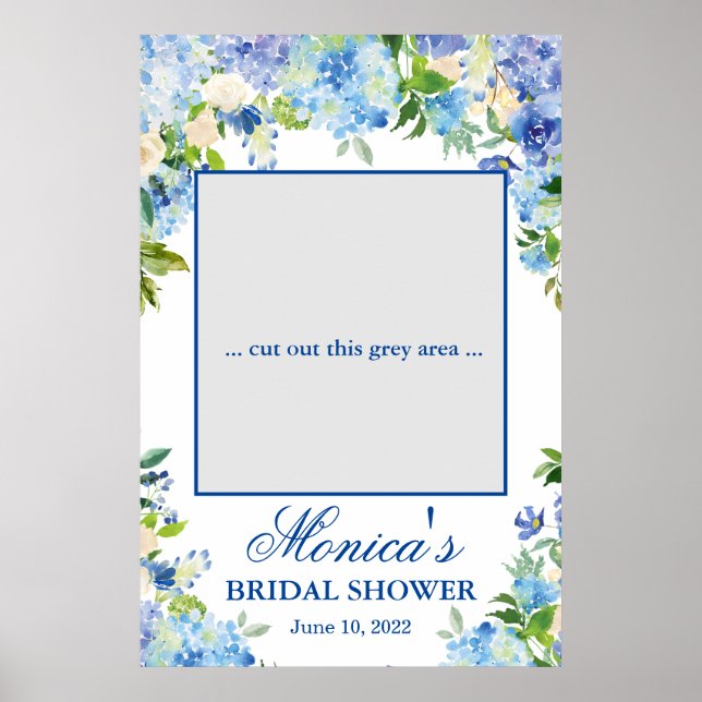 Light Blue Hydrangea  Bridal Shower Photo Prop Poster (Front)