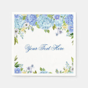 Light Blue Hydrangea Floral PARTY Paper Napkin