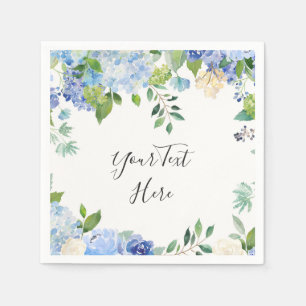 Light Blue Hydrangea Floral PARTY Paper Napkin