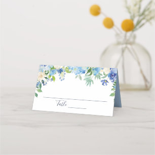 Light Blue Hydrangea  Floral Wedding Table Place Card