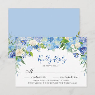 Light Blue Hydrangea RSVP Card with Meal Choice