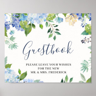 Light Blue Hydrangea Sign Our Guestbook Poster