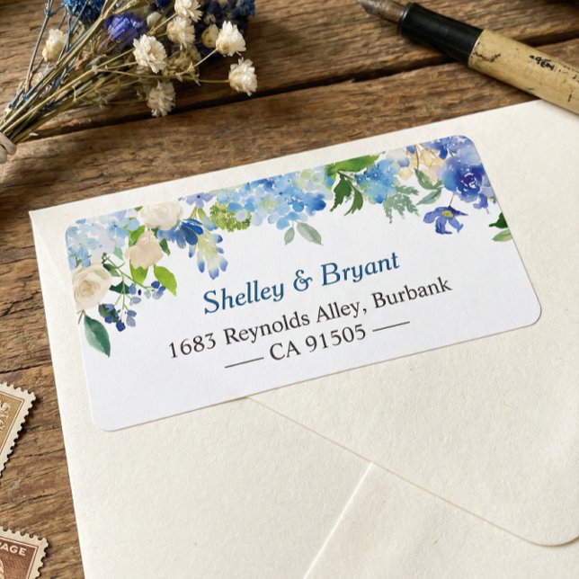 Light Blue Hydrangea Watercolor Floral Label (Creator Uploaded)