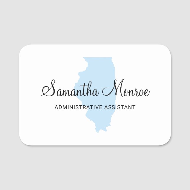 Light Blue Illinois Name Tag (Front)