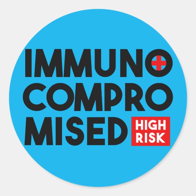 Light Blue Immunocompromised High Risk Classic Round Sticker (Front)