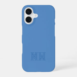 Light Blue Initials Monogram Simple Minimal iPhone 16 Case