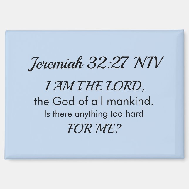 Light Blue Inspirational Bible Verse Power of God Magnet (Front)