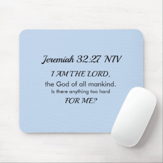 Light Blue Inspirational Bible Verse Power of God Mouse Pad