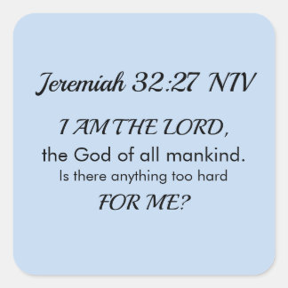 Light Blue Inspirational Bible Verse Power of God Square Sticker