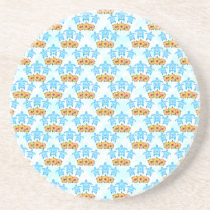 Light Blue Island Tribal Green Sea Turtles Coaster
