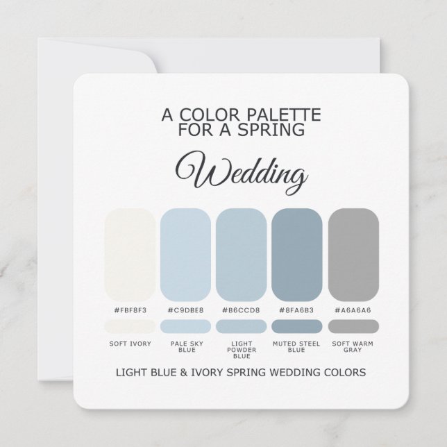 Light Blue Ivory Spring Wedding Colour Palette Car Invitation (Front)