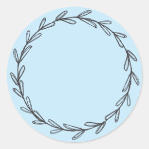 Light blue Jar/ Spice Blank Hand Drawn Wreath Cl Classic Round Sticker