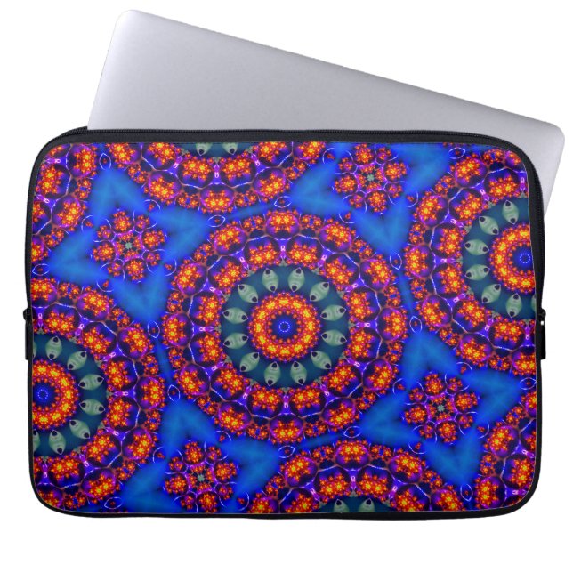 Light blue kaleidoscope laptop sleeve (Front)