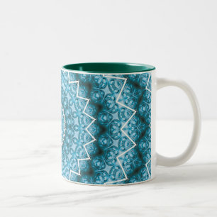 Light Blue Kaleidoscope / Mandala Two-Tone Coffee Mug