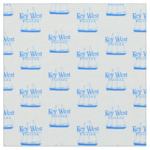 Light Blue Key West Florida Nautical Sailboat Fabric