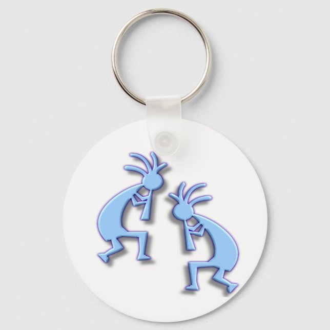 Light Blue Kokopelli Key Ring (Front)