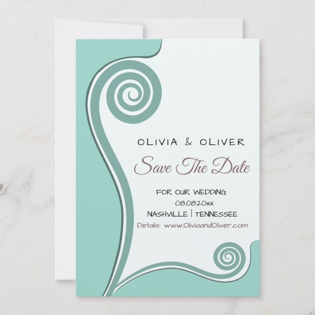 Light Blue Koru - New Beginnings - Save Our Date (Front)