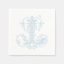 Light Blue "L" Monogram Cocktail Napkins