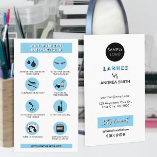 Light Blue Lashes Care Guide Modern Minimalist Business Card