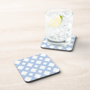 Light Blue Lattice on White Coaster