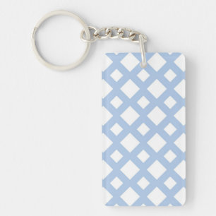 Light Blue Lattice on White Key Ring