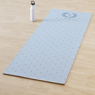 Light Blue Laurel Monogram Polka Dots Pattern Yoga Mat