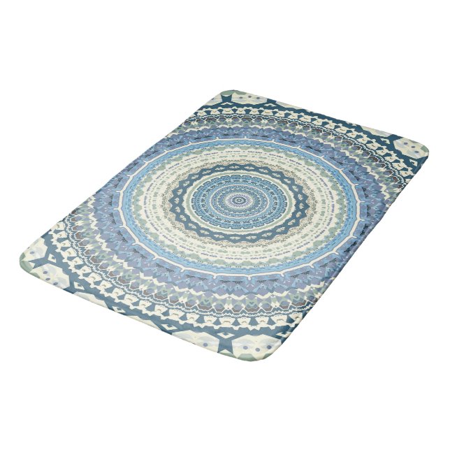 Light Blue Lavender Mandala Bath Mat (Angled)