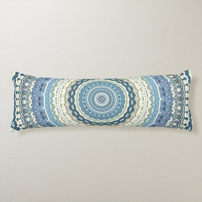 Light Blue Lavender Mandala Body Cushion (Front)