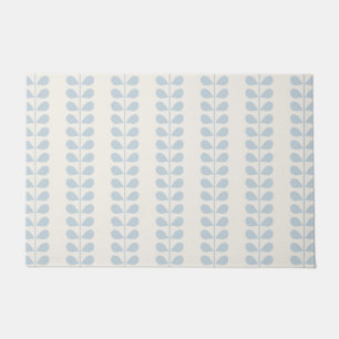 Light Blue Leaf Stripe Doormat
