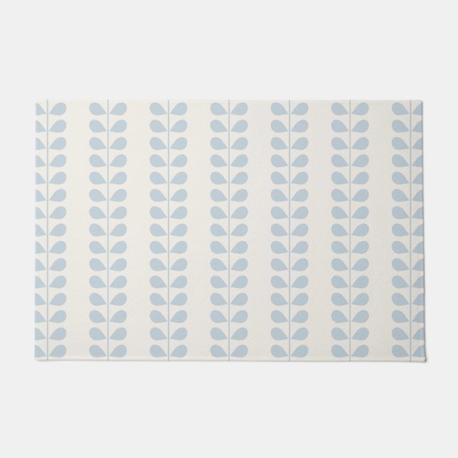 Light Blue Leaf Stripe Doormat (Front)