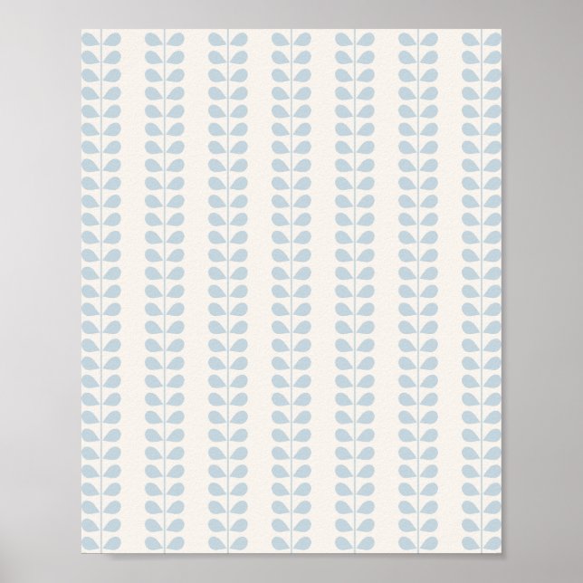 Light Blue Leaf Stripe Poster (Front)