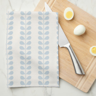 Light Blue Leaf Stripe Tea Towel