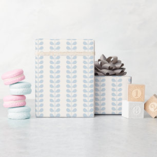 Light Blue Leaf Stripe Wrapping Paper