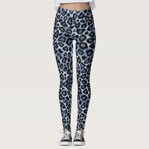 Light Blue Leopard Animal Skin Print Leggings