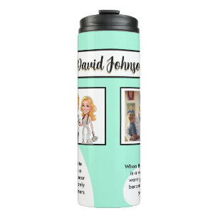 Light Blue Leopard Medical Cartoon Couple  Thermal Tumbler
