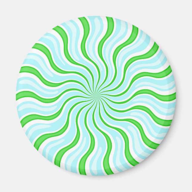 Light Blue & Lime Psychedelic Stripe Magnet (Front)