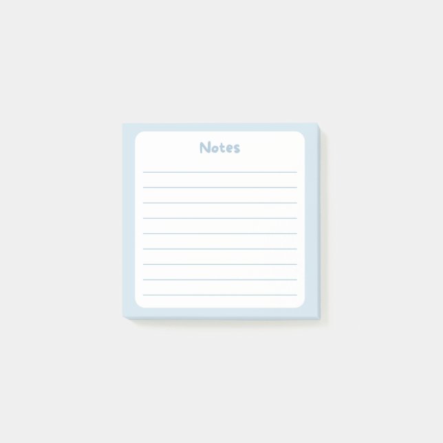 Light Blue Lined Sticky Note Pad  (Front)