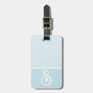 Light Blue Linen Texture, Colour Block Luggage Tag