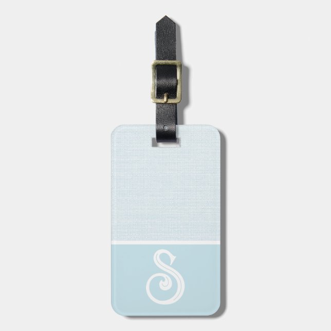 Light Blue Linen Texture, Colour Block  Luggage Tag (Front Vertical)
