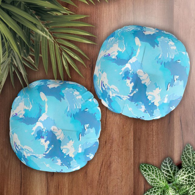 Light blue liquid abstract pattern and white  round cushion (Creator Uploaded)