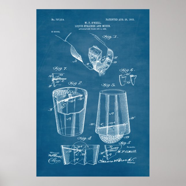 Light Blue | Liquid Strainer and Mixer Patent Poster (Front)