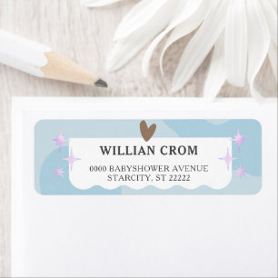 Light Blue Little Star Baby Shower Return Address Label
