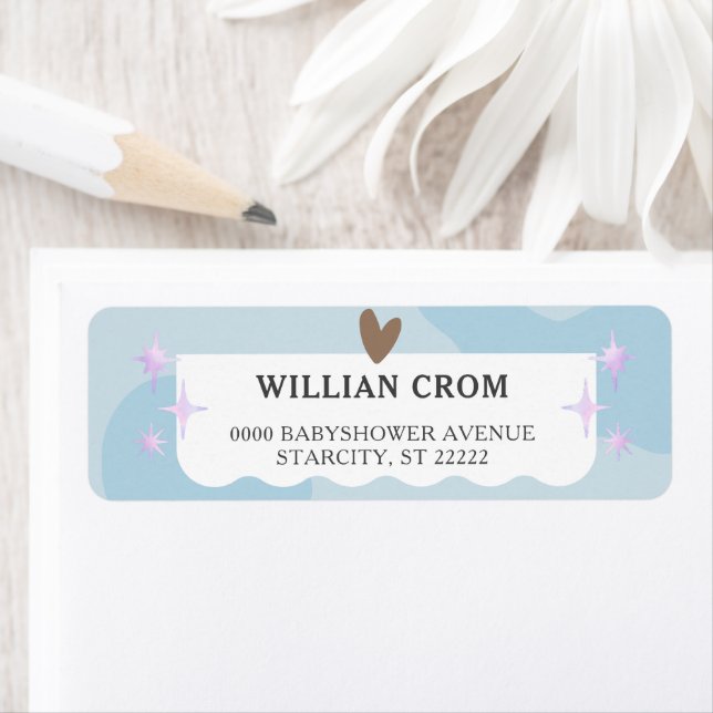 Light Blue Little Star Baby Shower Return Address Label (Insitu)