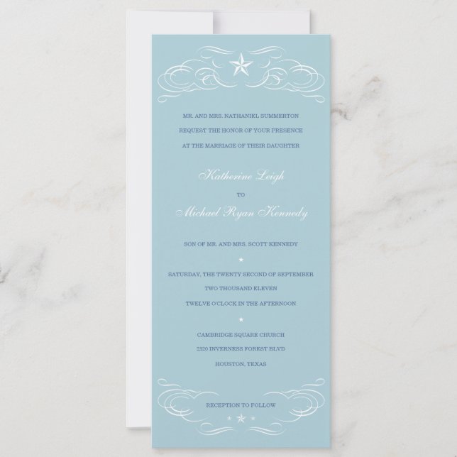 Light Blue Lone Star Wedding Invitations (Front)