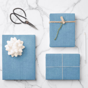 Light  Blue Look of Fabric Wrapping Paper Sheet