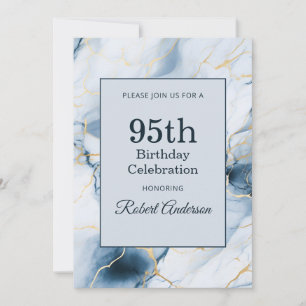 Light Blue Marble 95th Birthday Invitation