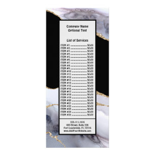 Light Blue Marble Agate Black Golden Glitter Rack Card