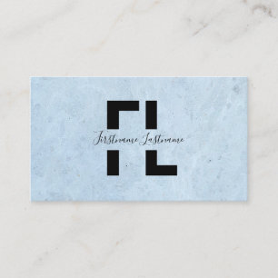 Light blue marble structure elegant monogram strip business card